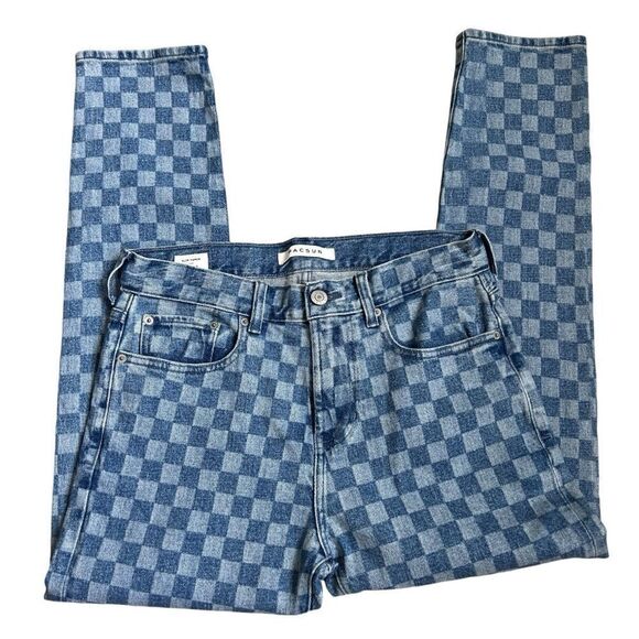 PACSUN Toby Slim Taper Vintage Men’s Checkered Loose Jeans Size 29 - Picture 6 of 10